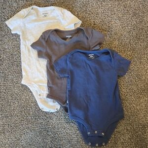 Carter's Baby Boys' Short Sleeve Bodysuit 3-Pack - Blue, Gray, White